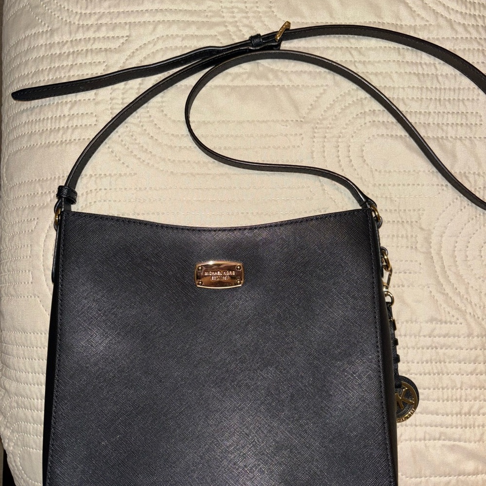 Michael Kors Black Crossbody Bag with Gold Hardware